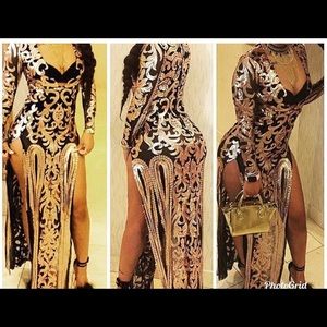 Black and Gold sheer sequin dress